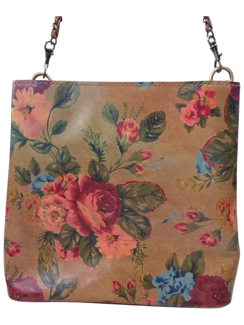 #42 Patricia Nash Floral Brown Leather Shoulder Bag